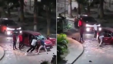 Violent collision between two cars