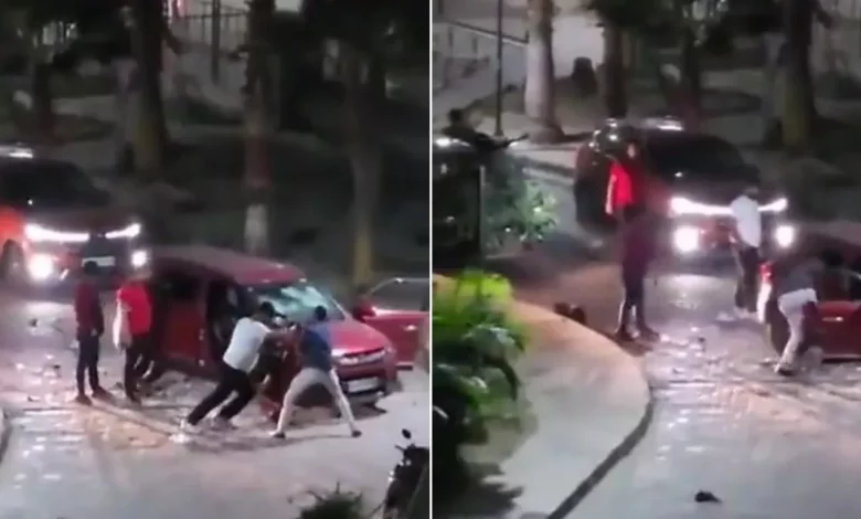 Violent collision between two cars